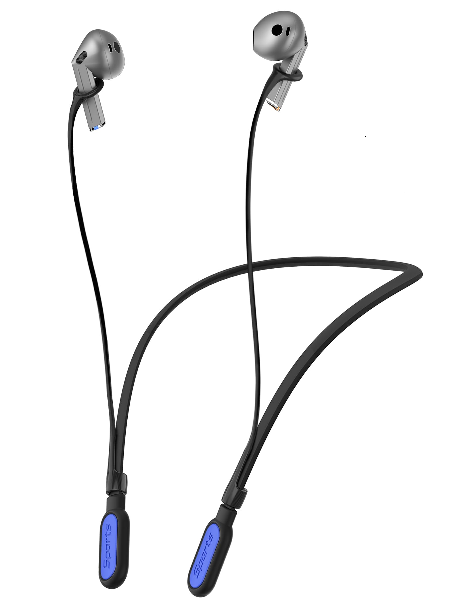 HALLJOY for Galaxy Buds 4/4 Pro/Buds 3/3 Pro Strap Neckband, Anti-Lost Accessories, Support Volume Control, Ergonomic Design, Fit Airpods Pro 3/2/1, Airpods 4, 3, 2, 1, Black Band/DarkBlue Tip