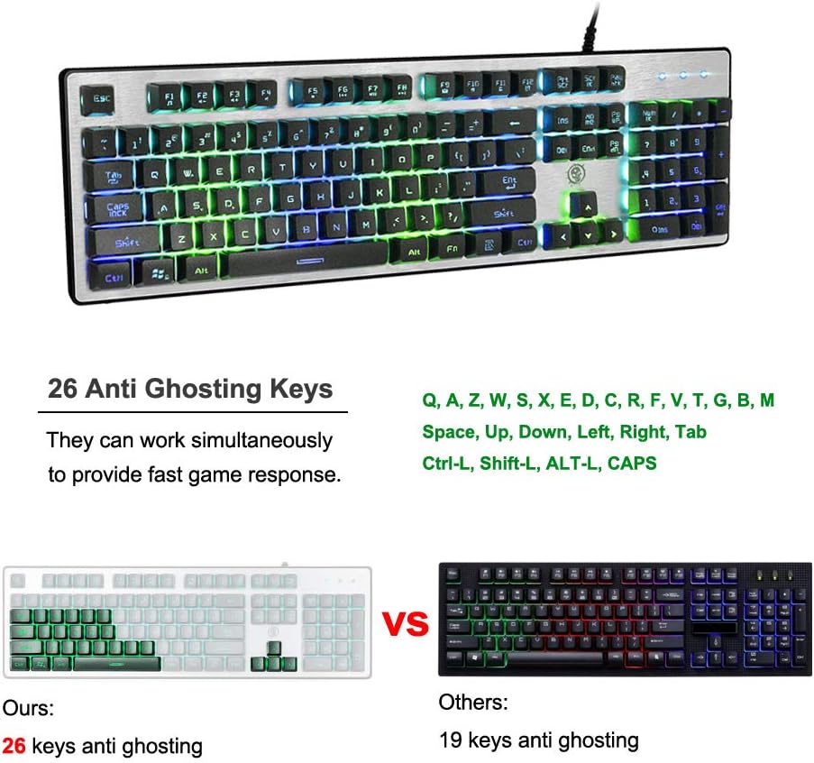 Gaming Keyboard Smbox Backlit Keyboard Usb Wired Led Keyboard Rainbow Keyboard Full Size Light Up Keyboard For Pc Laptop Computer Mac Windows 10 8 7 Vista Xp Black Amazon Co Uk Computers Accessories