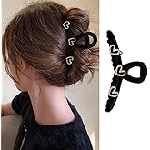 1 Pack Hair Clips Heart Claw Clips for Thick or Thin Hairs French Black Golden Heart-Shape Hair Jaw Clips Exquisite Design Clamp Clips for Women Romantic Wedding Party Hair Accessories