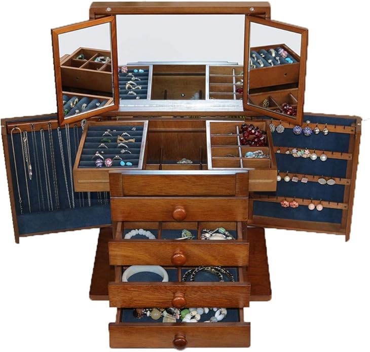 Organizador Almacenamiento Elegante Para Mujer, 5 Cajon, Organizador Joyas, Caja Madera Para Collar - AliExprs 36