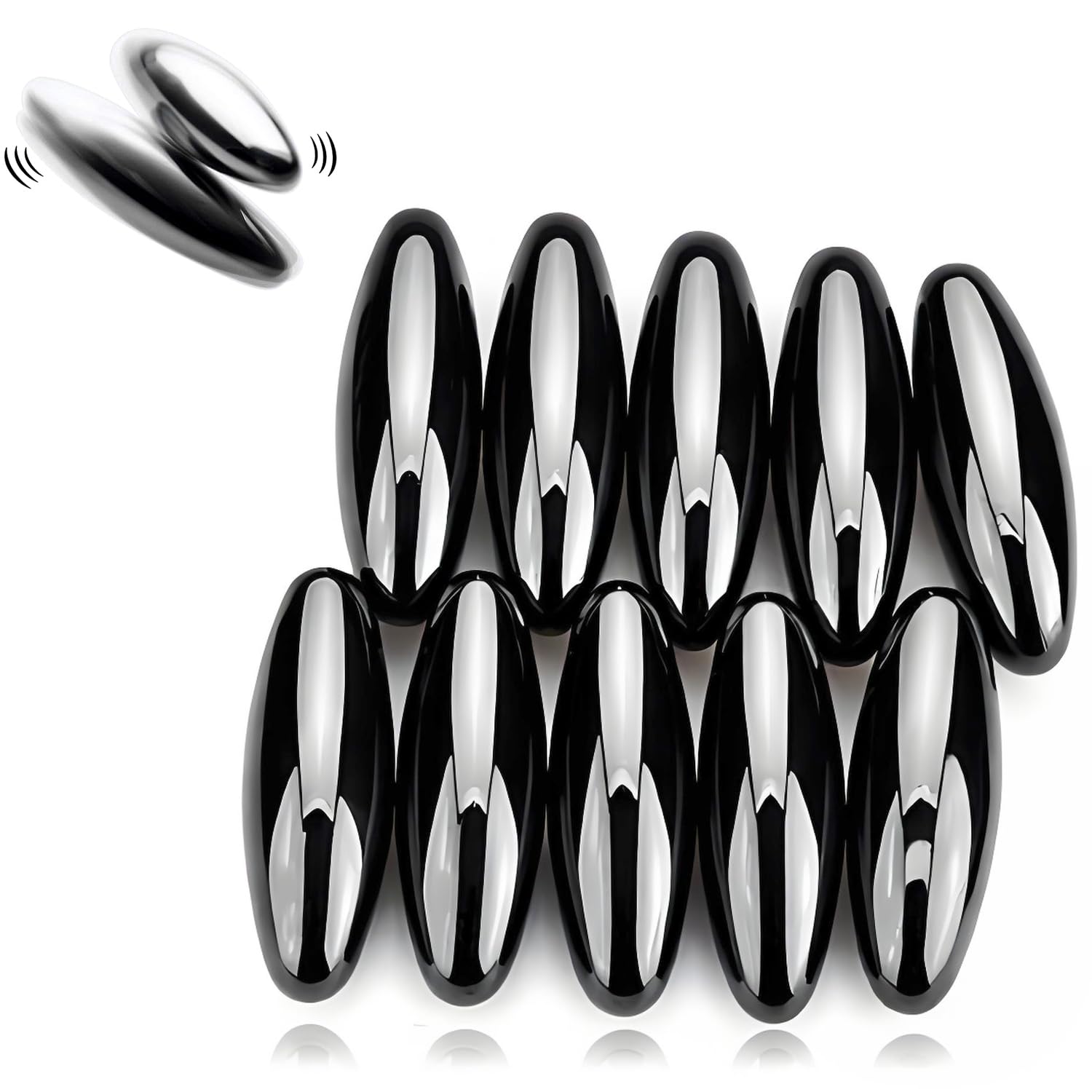 Large Powerful Rattle Magnets Spinning Buzzing Snake Eggs,Hematite Zingers,Educational Science Toy,Great Stress Relief for Autism,ADD,ADHD & OCD,Refrigerator Or Neat Party Gift,Office Magnets (10) — image 1