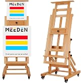 MEEDEN Movable Large H-Frame Easel: Holds Art Canvas Up to 79" for Studio | Professional Heavy Duty Easel Stand for Adults Artist, Solid Beech Wood Easels for Art Shows Gallery Home Painting, Natural