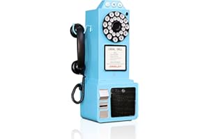 GUYIFUNY Antique Telephone - Rotary Dial Landline Phone Model Vintage Classic Phone Props Retro Wall Mounted Crafts Ornaments Cafe Bar Window Booth Decoration - 9.8''L x 6.3''W x 19.7''H, Blue