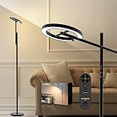 Light Therapy Lamp, 12000 LUX UV-Free Sunlight Lamp, Floor Lamp with Remote, Full Spectrum Sun Lamp, 4 Color Temps 2700-6500K & 7 Brightness & Timer LED Lamp for Living Room Bedroom Home Office, Black