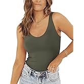 PINKMSTYLE Womens Basic Double Lined V Neck Tank Tops Slimming Workout Summer Tops Sleeveless Shirts