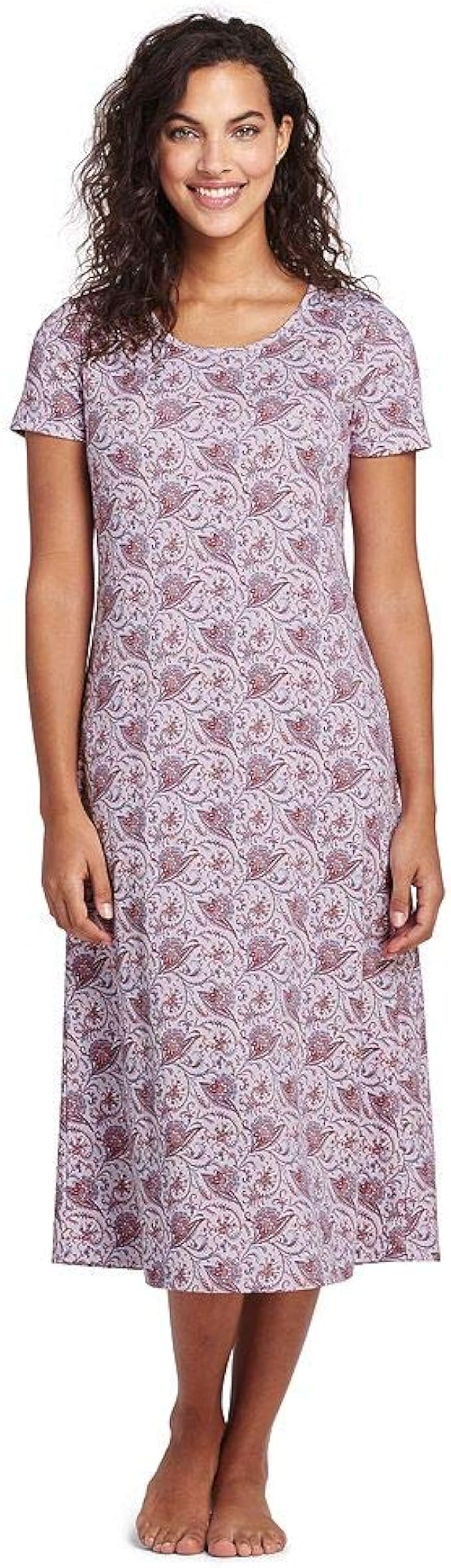 Lands' End Women's Midcalf Supima Cotton Nightgown Print