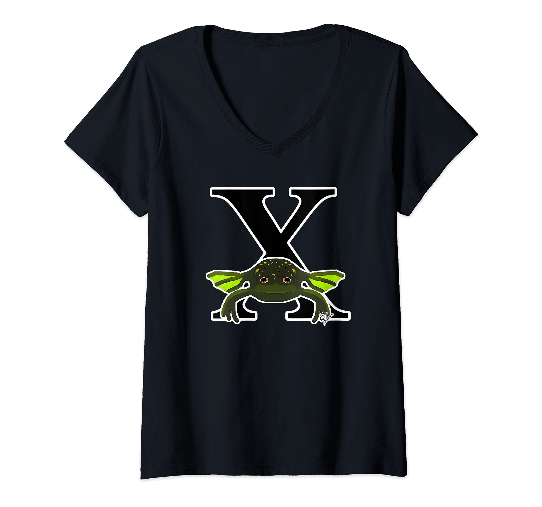 Womens Frog Outfit ABC Xenopus Frog V-Neck T-Shirt