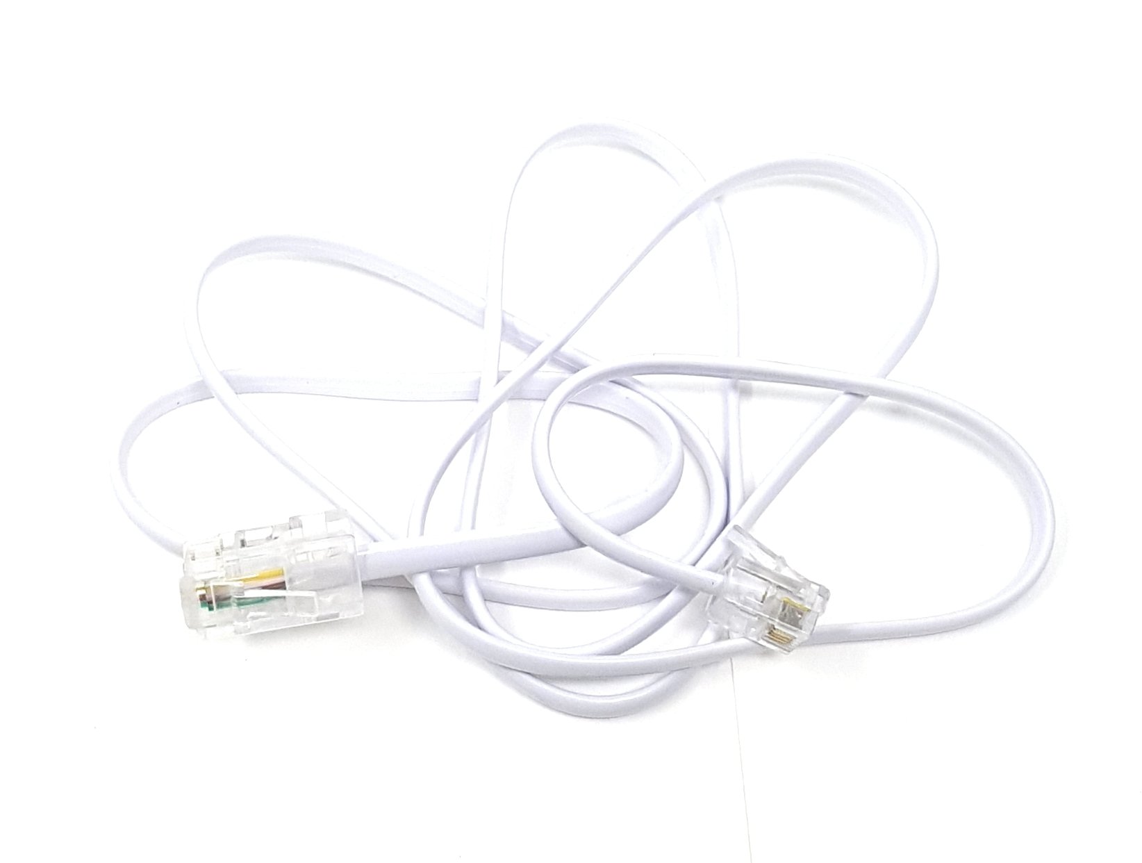 Maincore 2m long White RJ11 to RJ45 / ADSL Modem, Broadband Data 4 wire Flat Cable Lead (Available in 1m, 2m, 3m, 5m, 10m, 15m, 20m) (2m)