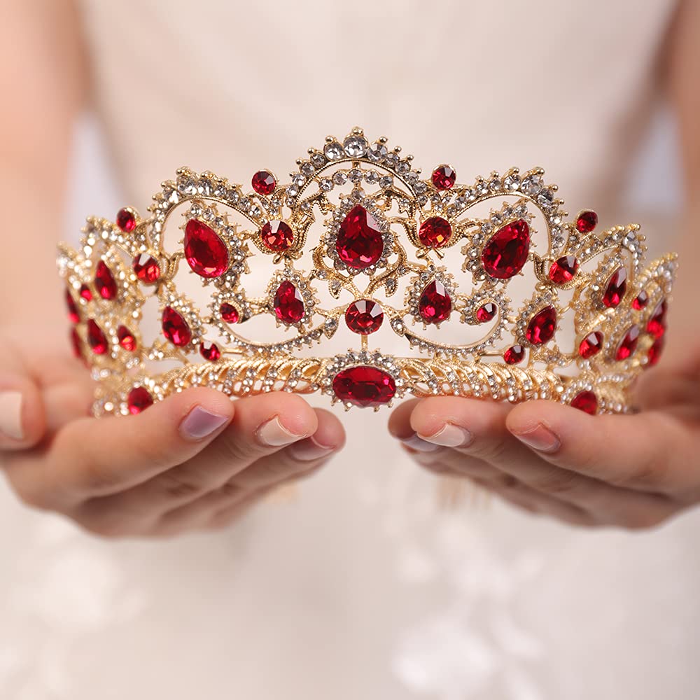 Tiaraページ JWICOS Vintage Red Queen Crystal Tiara Crown with Comb Halloween