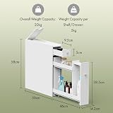 VonHaus Holbrook Slim Bathroom Storage Unit White Narrow Cabinet with Drawer view 2
