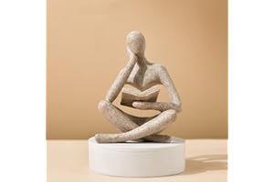 SIETIOJI Home Decor Sandstone Reading Thinker Statue Modern Figurines Abstract Aesthetic Sculpture Thinker Resin Statue Set f