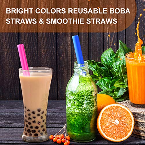 Extra breite 12 wiederverwendbare Smoothie-Strohhalme, ideal für Bubble Tee, Boba Tee und Milchshakes, 26 cm lang, 10… – Bild 5
