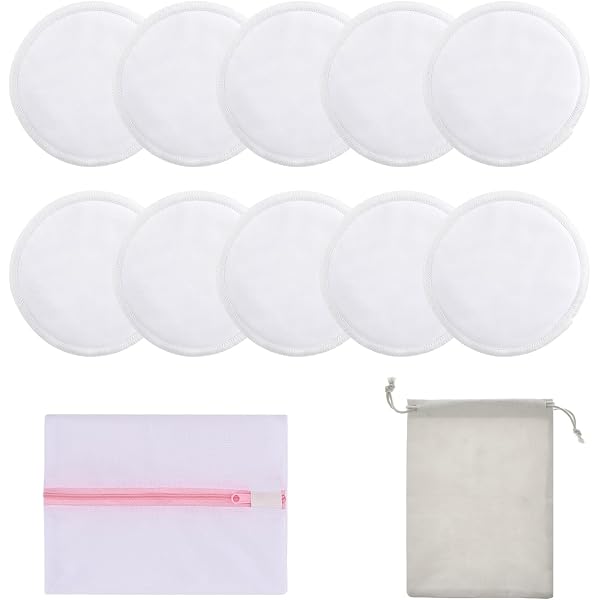 Pack De 10 Discos De Lactancia Reutilizables De Algodón - Absorbentes, Lavables, Para Embarazo Y Lactancia