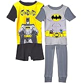 DC Comics boys Batman 4-piece Snug-fit Cotton Pajama Set, Soft & Cute for Kids