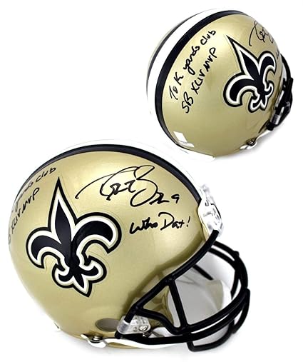 Amazon Com Drew Brees Autographed Helmet Riddell