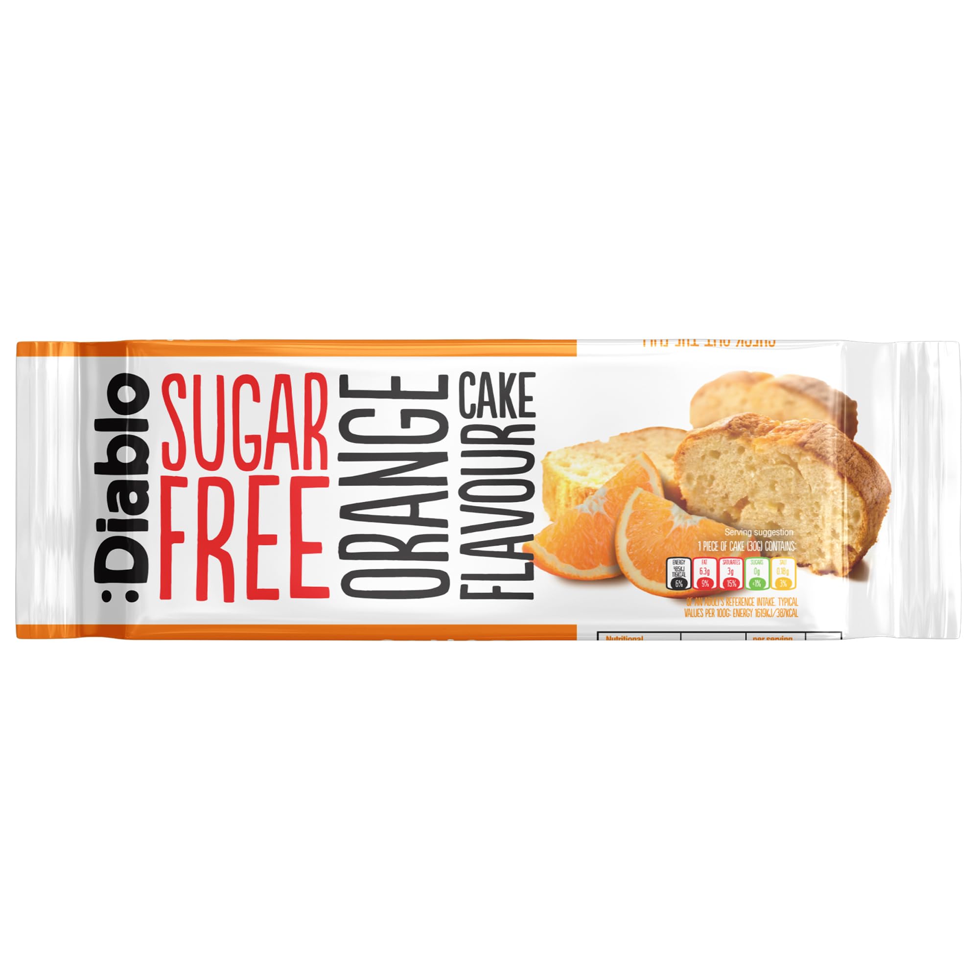 Diablo Sugar Free Cake Orange Flavour – Healthy Snacks Sweet Treat, Cakes and Desserts for All, Ideal for Snack Time, Tea & Party Treat, Halal & Kosher Approved – 200g (Pack of 1)
