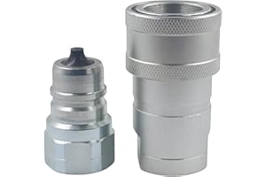 LSQ-PK-06E 3/4” Ag Hydraulic Quick Connect Couplers Set Poppet Valve Hydraulic Couplings, 3/4” NPT Thread Replace NV 34 NPT M/F