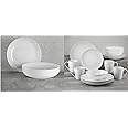 Euro Ceramica Essential Collection Fine Porcelain Classic Coupe 20-Piece Dinnerware and Serveware,4 Pieces 9-Inch Meal Bowl Included, Service for 4, Classic White