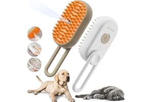 MNSK Cat Steam Brush - 3 in 1 Cat Steamy Brush, Steamy Silicone Massage Grooming Brush for Cat and Dog, Steamer Brush for Massage, Tangled And Hair Loss Remover (White)