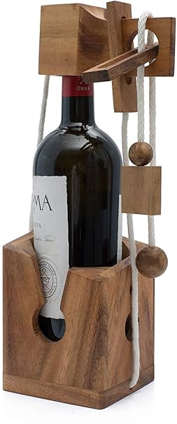 wooden wine bottle puzzle