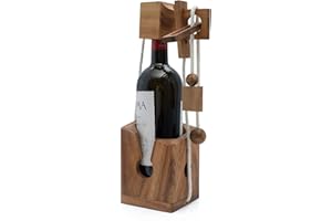 SiamMandalay Wine Bottle Lock Puzzle - Wooden Brain Teaser Game for Wine Enthusiasts - Unique Gift for Adults - Wooden Bottle Lock Game