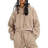 COZYPOIN Womens Fleece 2 Piece Outfits Sweatsuit Crop Top and Pants Hoodie Tracksuit Set