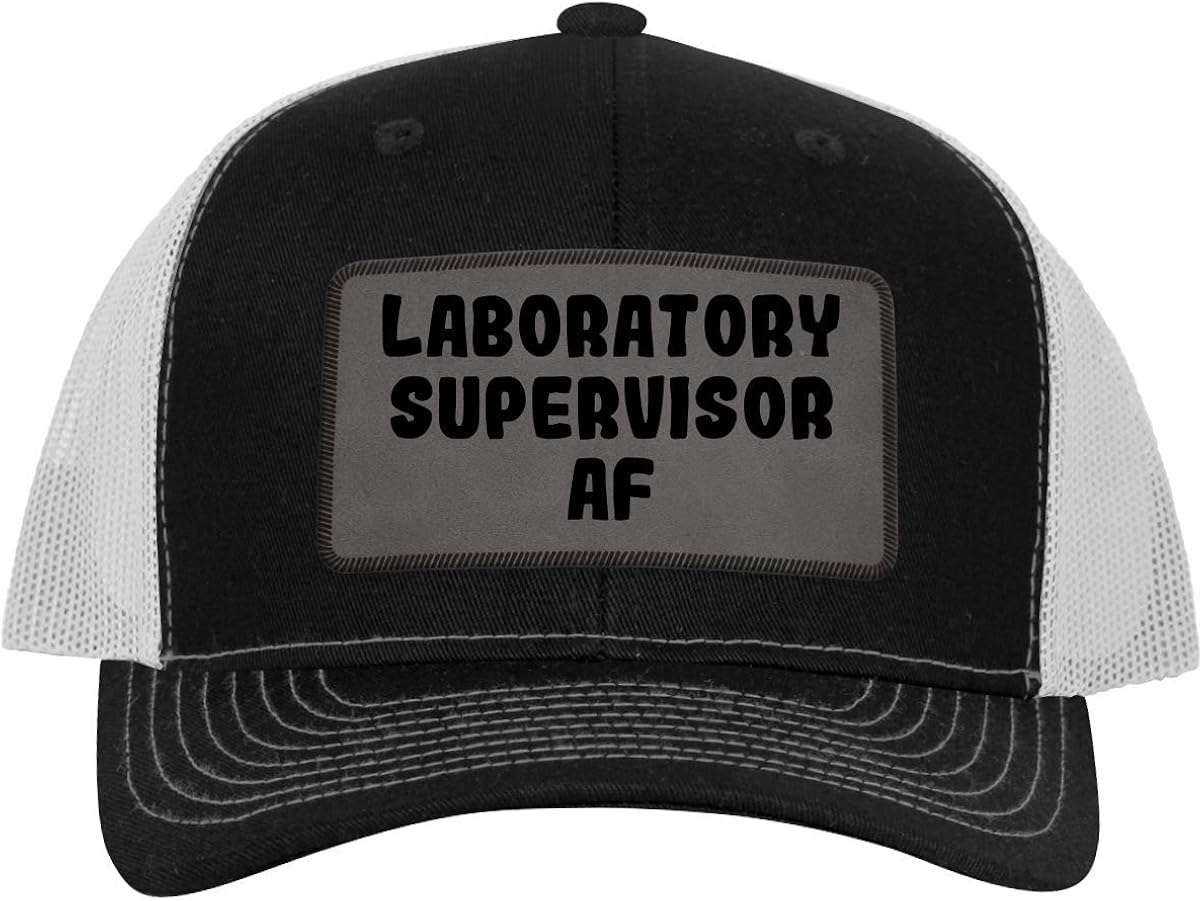 Laboratory Supervisor AF Leather Grey Patch Engraved Trucker Hat