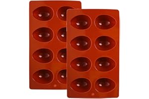 8 Cavity Silicone Egg Molds Set of 2 for Easter Silicone Egg Pan Baking Supplies for DIY Cake Decoration Chocolate Candy Jell