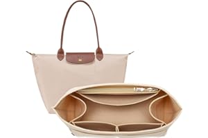 OPPOSHE Purse Organizer Insert for Longchamp Le Pliage, Premium Felt Long Champ Bag Handbag Women, Tote Organizer Insert with 9 Compartments (Large, Beige)
