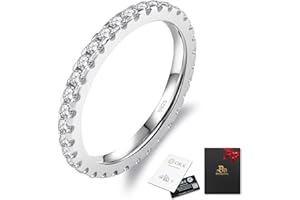 Delzzad Moissanite Ring Wedding Bands for Women, S925 Sterling Silver Eternity Rings Stackable Engagement Ring Set - D Color VVS1 Moissanite Jewelry - Birthday Mother’s Day Anniversary Christmas Gifts