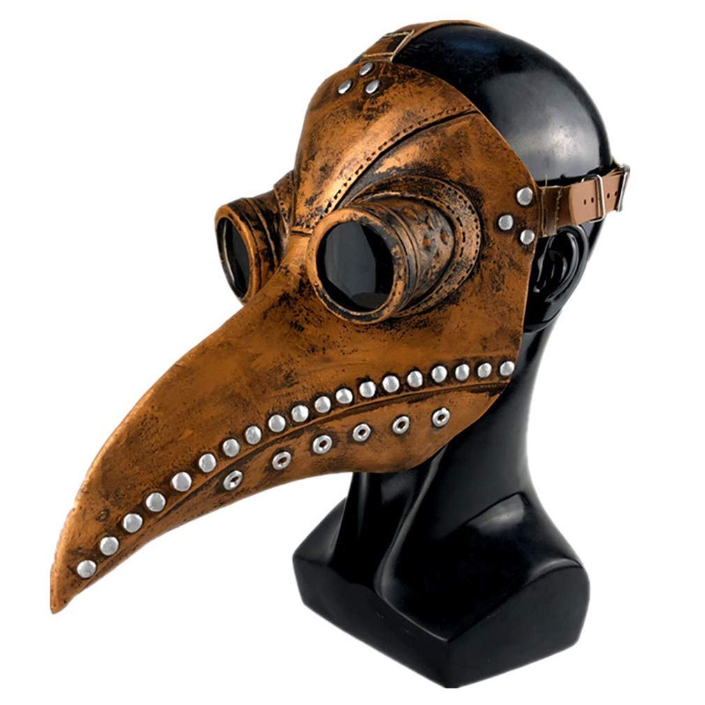 Ulalaza Plague Doctor Mask Latex Long Nose Bird Beak Steampunk Halloween Cosplay Party Props Costume