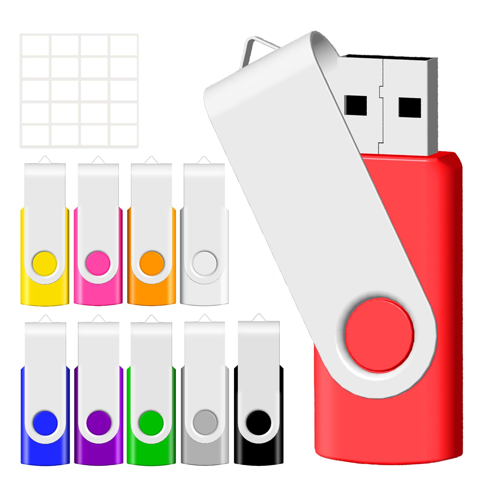 Photo 1 of 4GB USB Flash Drive, Flash Stick 4 GB 10 Pack Memory Stick JBOS Swivel Thumb Drives Gig Stick USB2.0 Pen Drive for Fold Digital Date Storage, Zip Drive, Jump Drive, Disk Key, USB Stick, Mixed Colors
