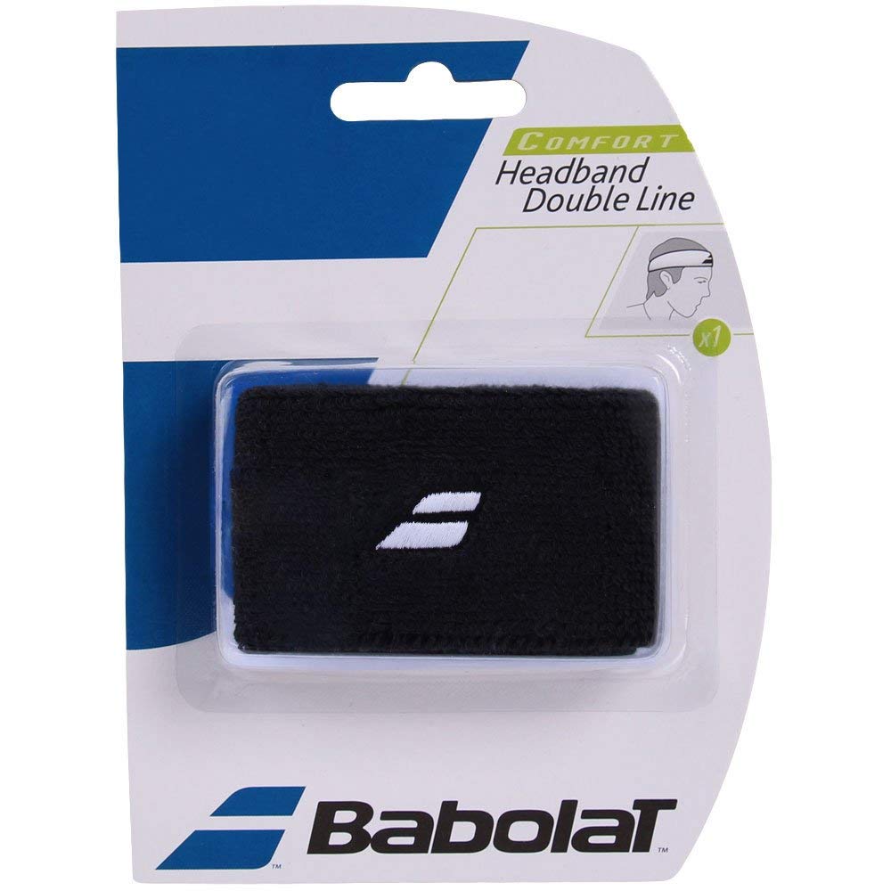 Babolat Men's Sweat Bands Headband Double Line Eye Shadow 45S1378 – 105, Men, Headband Double Line 1er Pack, black, One size