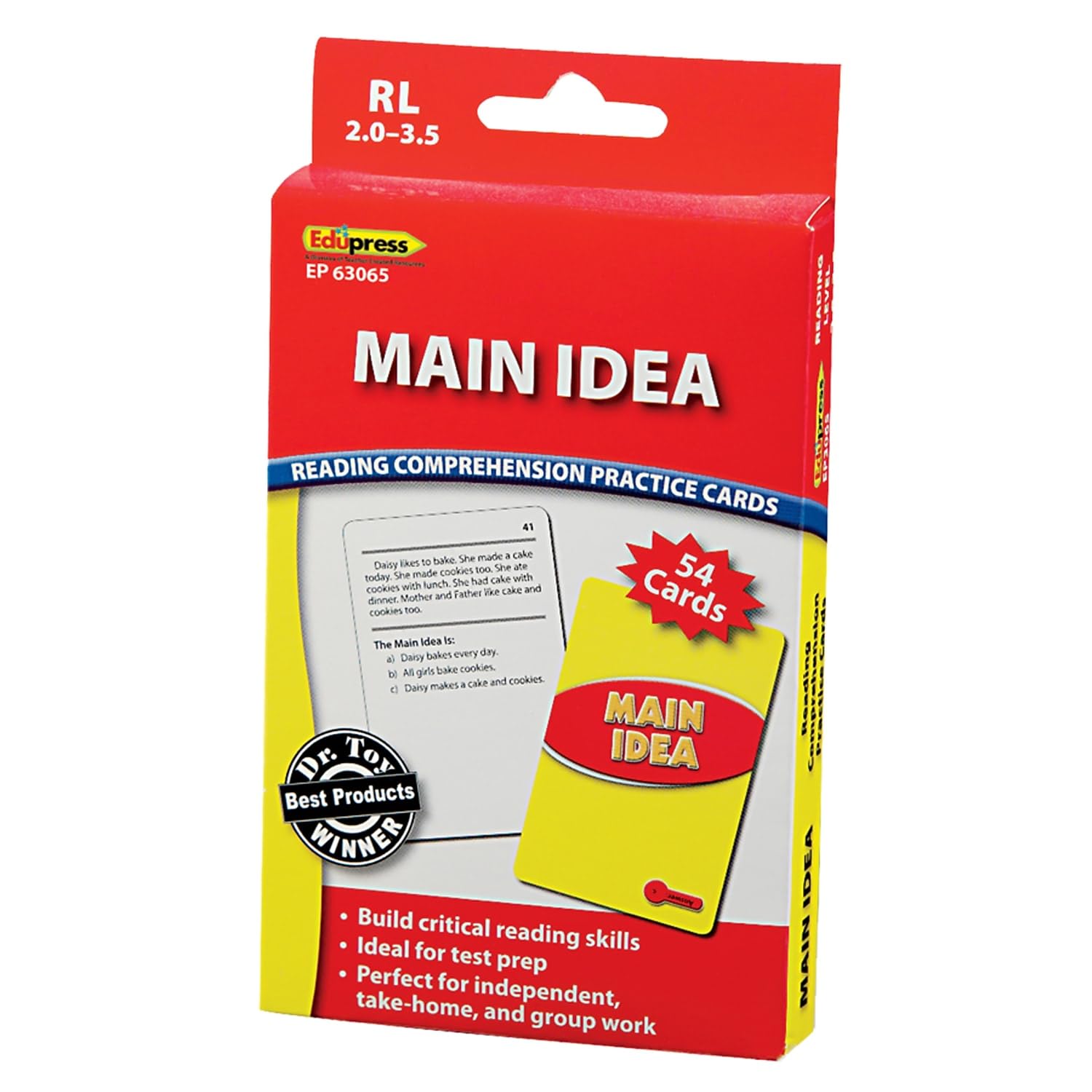 Edupress EP63065, Red Reading Comprehension Practice Cards, Main Idea-Level 2.0-3.5