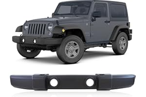 CarPartsDepot Bumper Cover Comaptible With Jeep Wrangler 2007-2018 Front Dark Gray With Fog Light Holes Tow Hook Holes CH1000900 1FN67RXFAA
