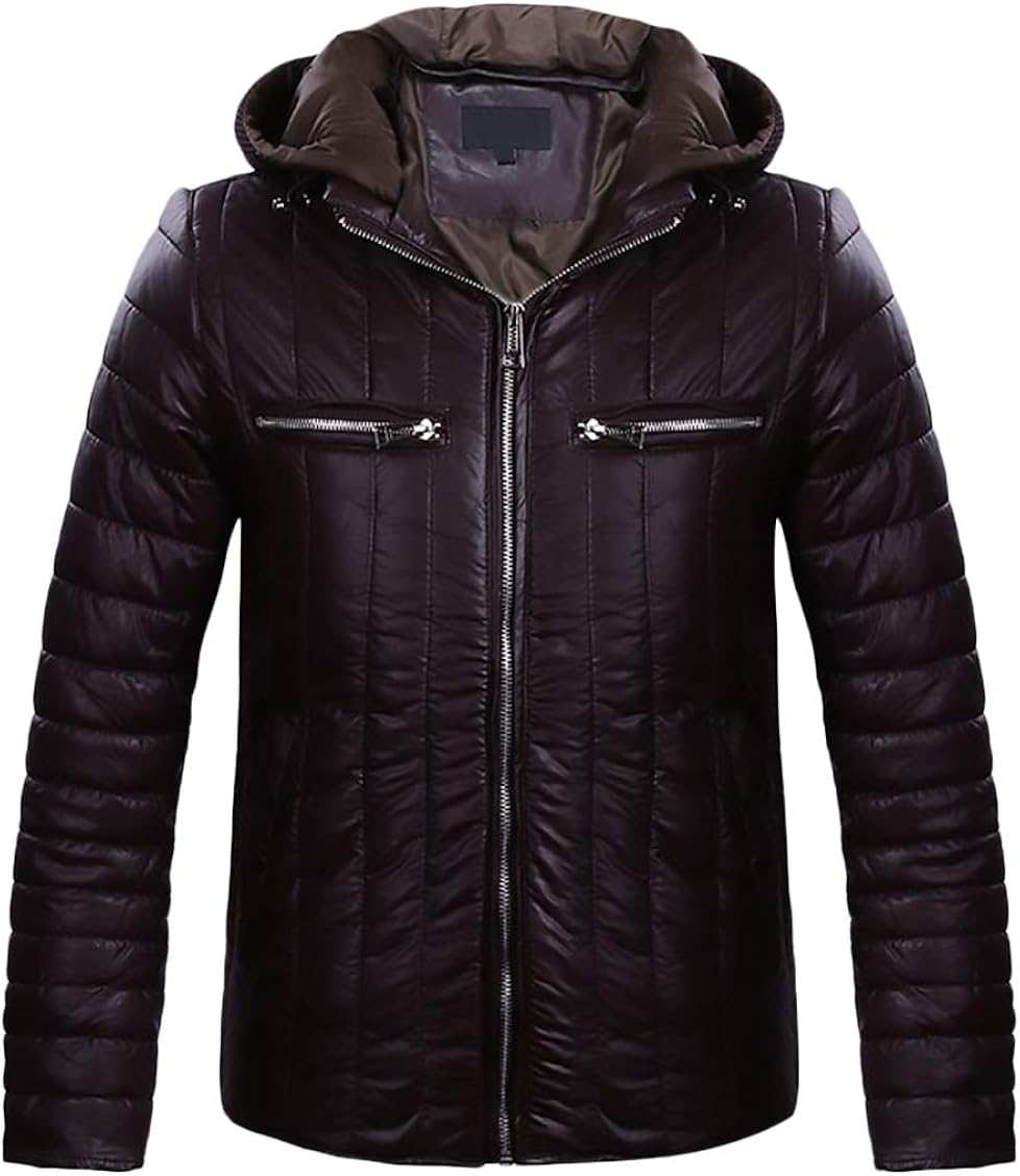Down Jacket Men's Solid Hooded Quilted Color Elegant Business Jacket