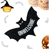 Huease Unwelcome Bat Door Mat, Black Halloween Welcome Door Mat | Durable Non-Slip Bat Shaped Bath Rug,Spooky Gothic Décor for Home Entryway Bathroom Outdoor (Bat A,19.7