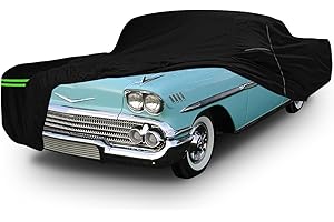 SAPUBK Waterproof Car Cover Compatible with Chevrolet Impala/Bel Air/Biscayne 1958-1970 2/4 Door Sedan/Couple/Hardtop 210T All Weather Classic Car Covers with Zipper Door for Snow Rain Protection