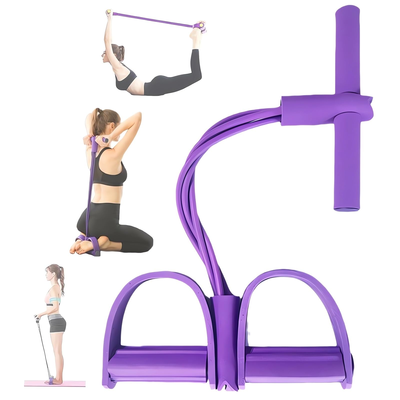 21 Fitness Resistance Bands-4 Tube Pedal Ankle Puller - 2023 New Sit up Leg Stretch Rope Exercise Bands with Handles, Stretching Workout Fitness Bands for Arm Weights Exercise Equipment