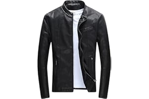 Maiyifu-GJ Men's Faux Leather Lambskin Biker Jacket Winter Warm Motorcycle Outwear Fleece Lined PU Leather Full Zip Jackets