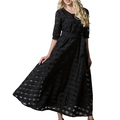 OULII Vestito Lungo Nero per Le Donne Taglia 7XL: Amazon.it 