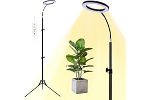 yadoker Grow Light with Stand, LED Plant Light for Indoor Plants, Full Spectrum Grow Lamp, 8/12/16H Timer, 10 Dimmable Levels, 7 Switch Modes, Adjustable Tripod Stand 15-66 inches