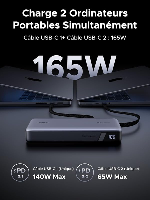 Nexode 165W Batterie Externe 25000mAh Power Bank Charge Rapide 140W