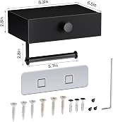Voldra Toilet Roll Holder with Shelf Black Aluminum Wall Mount Drawer view 6