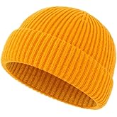 Stylish Faux Wool Knit Short Cuff Fisherman Beanie for Men and Women Unisex Warm Winter Hat