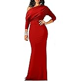 YMDUCH Women's Sexy Elegant Long Sleeve Off Shoulder Bodycon Long Evening Formal Dress
