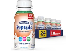 PediaSure Peptide 1.0 Cal, Peptide-Based Formula, Sole-Source Nutrition Drink for Tube Feeding or Oral Nutrition, Unflavored, 8-fl-oz Bottle, Pack of 24