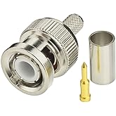 Eightwood BNC Male Crimp Connector for RG58 RG142 LMR195 Cable, 10-Pack | 50 Ohm BNC Plug RF Coaxial Connector