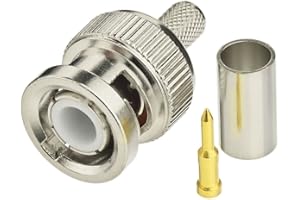 Eightwood 10pcs 50 Ohm BNC Crimp Male Connector for RG58 RG142 LMR195 Cable