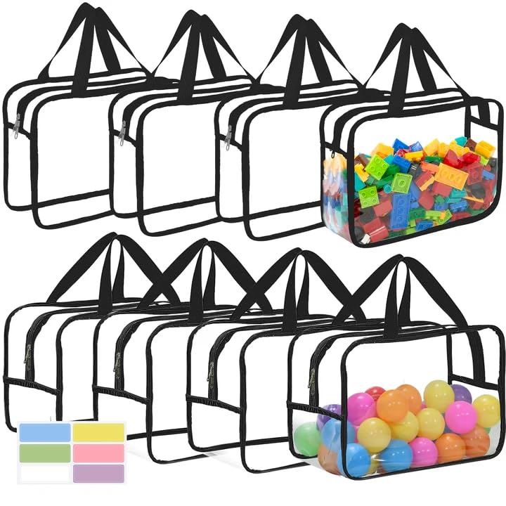 Photo 1 of ***MISSING PIECES -SELLING AS 3 Pack ONLY*** 3Pack  Large Toy Storage Bags with Labels, Reusable Clear PVC Board Game Storage, Travel Waterproof Organizer Bags with Zipper for Building Blocks, Puzzle, Kids Books